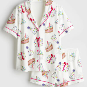 Womenâ€™s Birthday Party Short Sleeve Satin Pajama Set