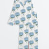 Women's Blue Hydrangea Long Sleeve Satin Pajama Set