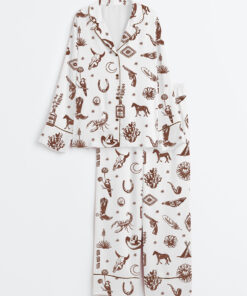 Women's Bohemian Folktales Western Art Long Sleeve Satin Pajama Set