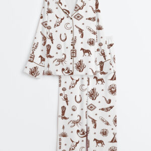 Women's Bohemian Folktales Western Art Long Sleeve Satin Pajamas Set