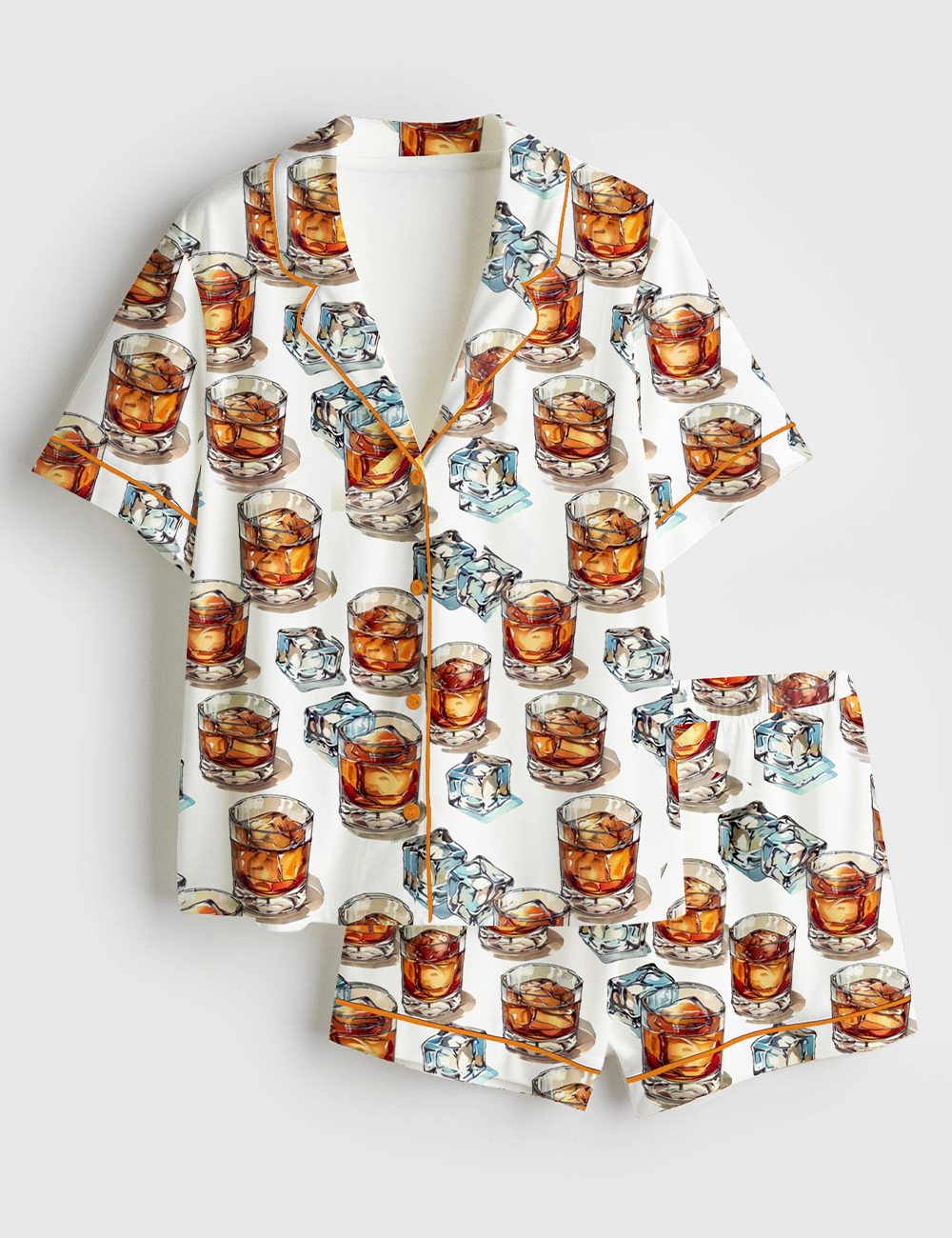 Women's Bourbon Whiskey Alcohol Short Sleeve Satin Pajama Set