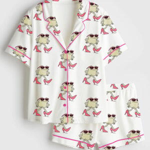 Womenâ€™s Bridal Shower Gift Bachelorette Bride Short Sleeve Silky Satin Pajama Set