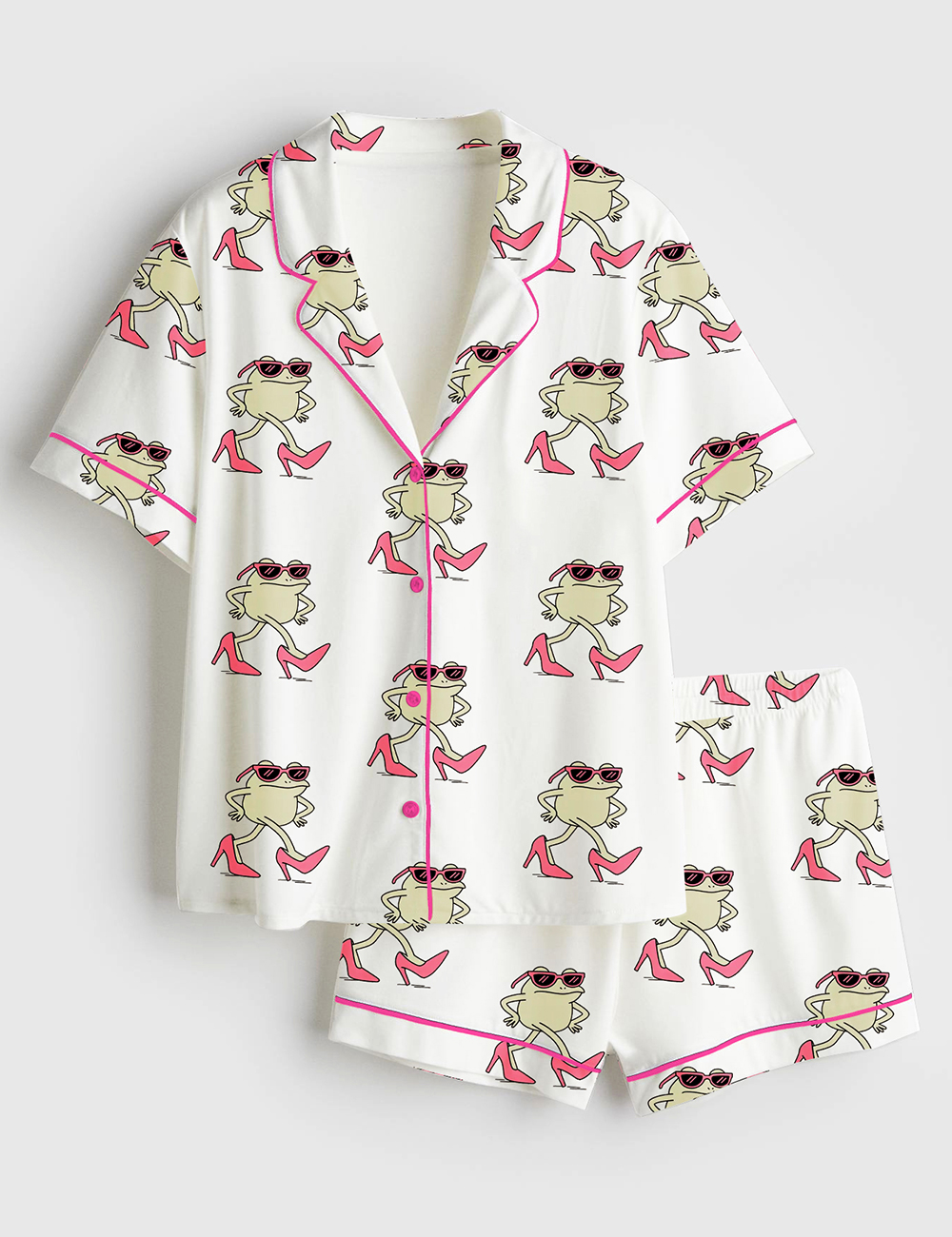 Women's Bridal Shower Gift Bachelorette Bride Short Sleeve Silky Satin Pajama Set