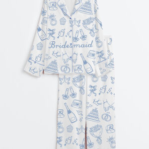 Women's Bride Bridesmaid Bridal Party Wedding Day Long Sleeve Satin Pajama Set