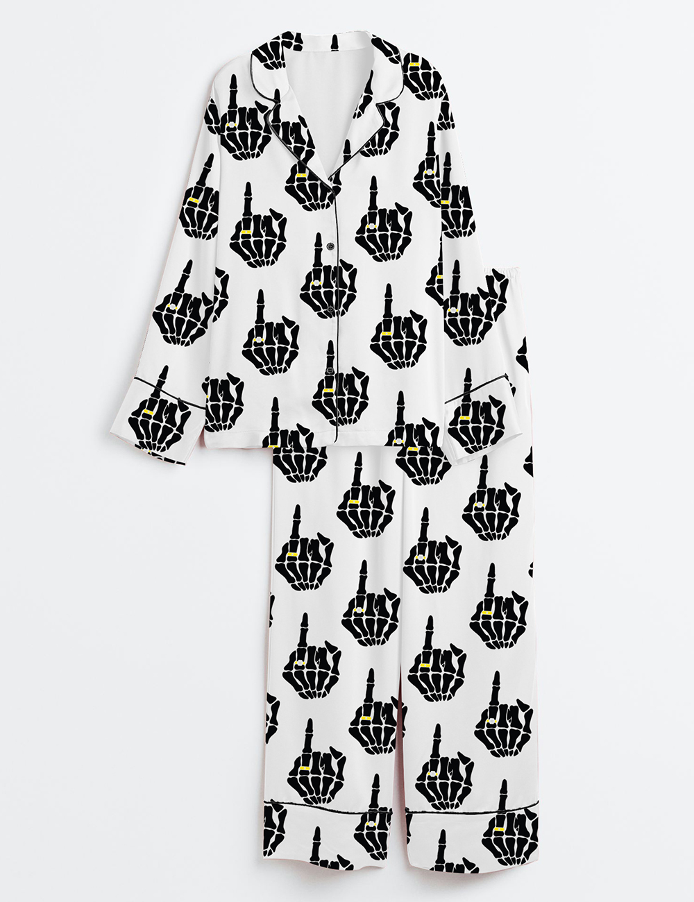 Womenâ€™s Bride Skeleton Halloween Wedding Long Sleeve Satin Pajama Set