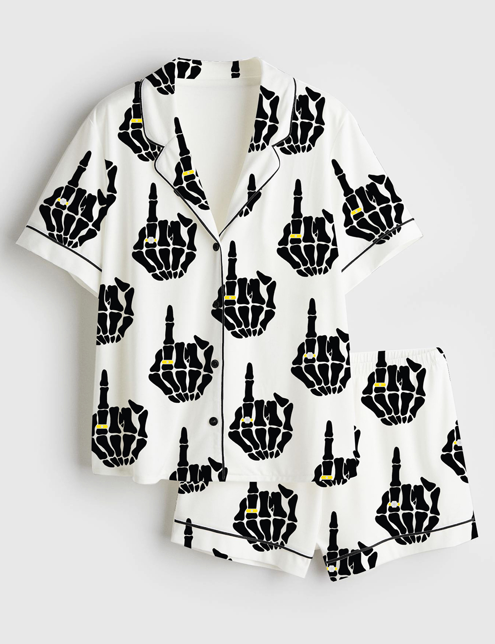 Womenâ€™s Bride Skeleton Halloween Wedding Short Sleeve Satin Pajama Set