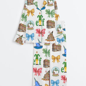 Women's Buddy The Elf Christmas Long Sleeve Satin Pajama Set