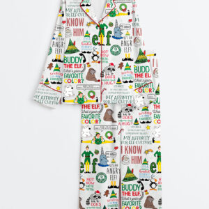 Womenâ€™s Buddy The Elf Christmas Long Sleeve Satin Pajama Set