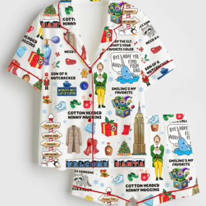 Womenâ€™s Buddy The Elf Christmas Short Sleeve Satin Pajama Set