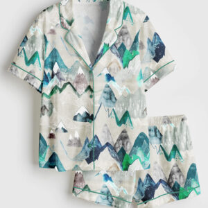 Women's Call Of The Mountains Short Sleeve Satin Pajama Set