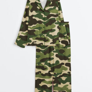 Women's Camouflage Long Sleeve Satin Pajama Set