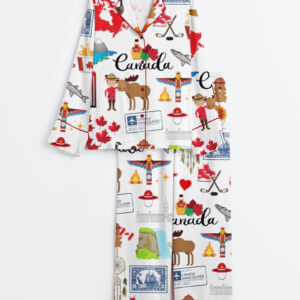 Women's Canada Travel Long Sleeve Satin Pajama Set