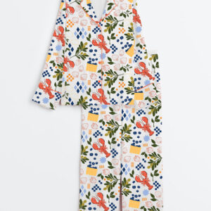 Women's Capri Design Long Sleeve Satin Pajama Set