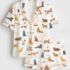 Women's Cat Breeds Short Sleeve Satin Pajama Set