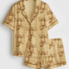 Womenâ€™s Cat Target Short Sleeve Satin Pajama Set