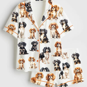 Womenâ€™s Cavalier King Charles Spaniel Short Sleeve Satin Pajama Set