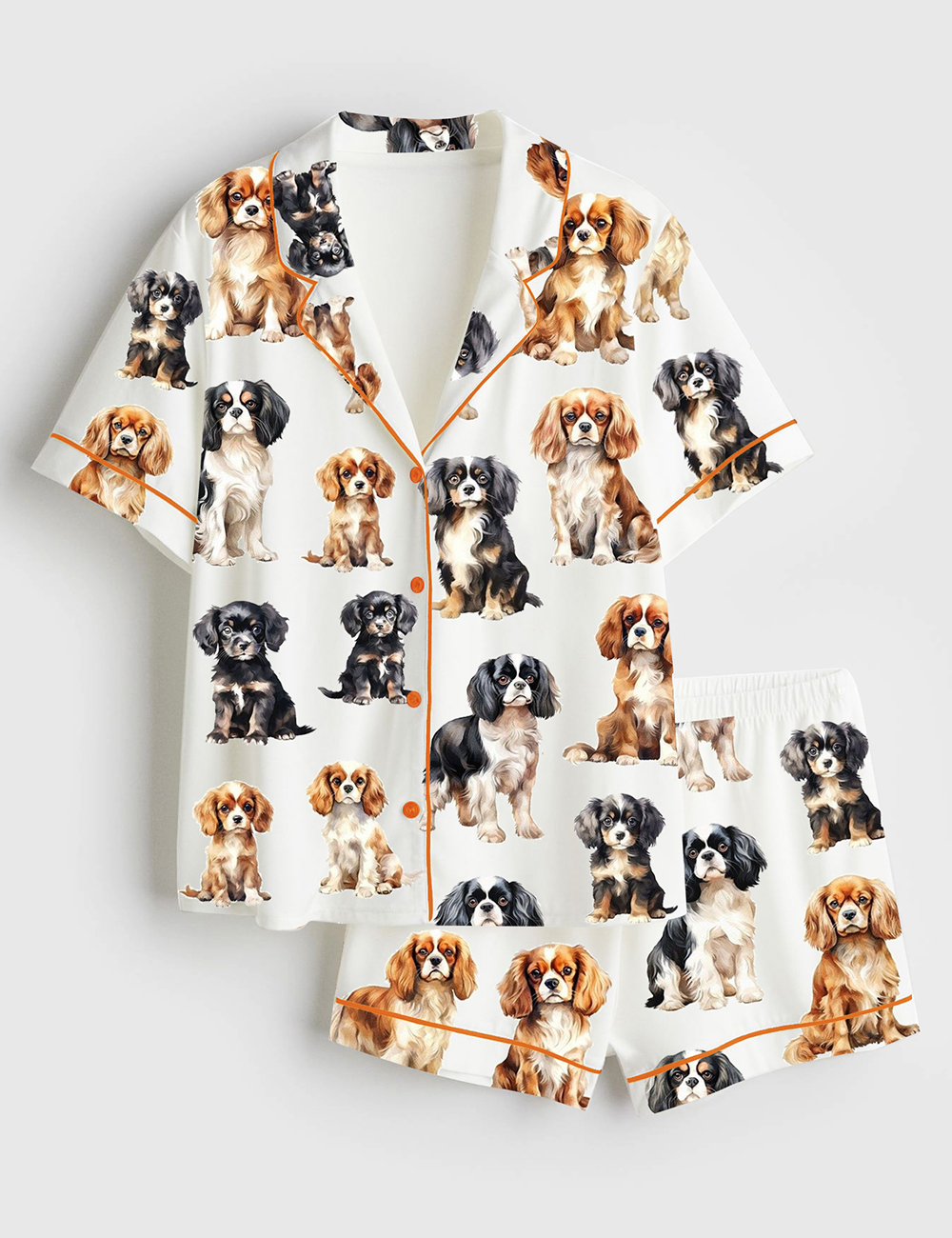 Womenâ€™s Cavalier King Charles Spaniel Short Sleeve Satin Pajama Set