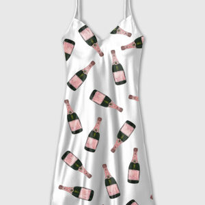 Women's Champagne Bottle Camisole Satin Pajama Dress