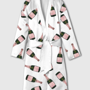 Women's Champagne Bottle Satin Bathrobe
