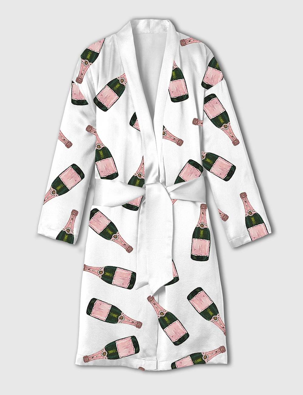Women's Champagne Bottle Satin Bathrobe