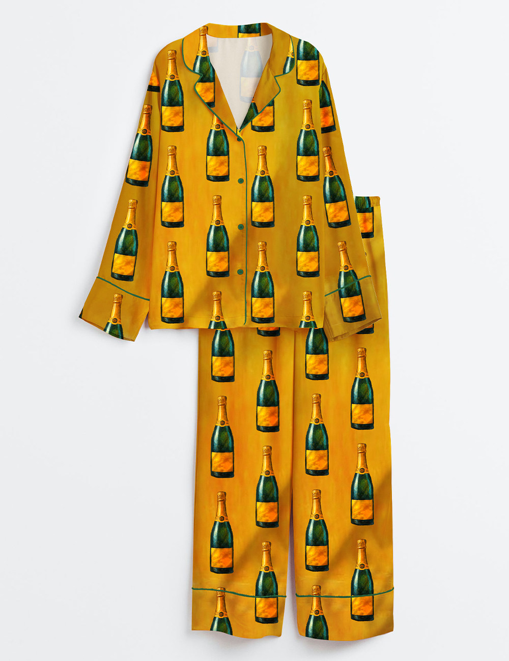 Womenâ€™s Champagne Lover Long Sleeve Satin Pajama Set