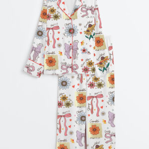 Women's Christian Mama Boho Floral Mama Wildflower Mama Mother's Day GiftÃ‚Â Long Sleeve Satin Pajamas Set