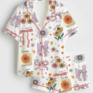 Women's Christian Mama Boho Floral Mama Wildflower Mama Mother's Day GiftÂ Short Sleeve Satin Pajama Set