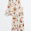 Women's Christmas Baking With Gingerbread Houses Tree Cookies Candy Cane Sweet Winter Holidays Long Sleeve Satin Pajama Set