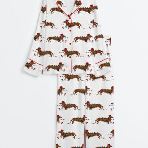 Womenâ€™s Christmas Dachshund Long Sleeve Satin Pajama Set