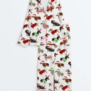 Women's Christmas Dachshund Satin Pajama Set