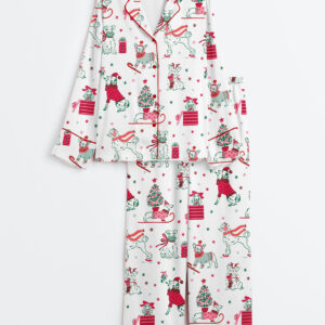 Women's Christmas Dog Lover Long Sleeve Satin Pajamas Set