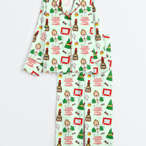 Women's Christmas Elf Long Sleeve Satin Pajama Set