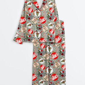 Women's Christmas Grinch Hate Christmas You're A Mean One Long Sleeve Satin Pajamas Set