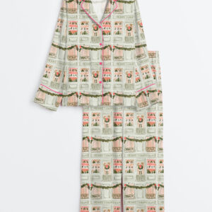 Women's Christmas Holiday Long Sleeve Satin Pajama Set