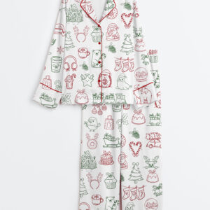 Women's Christmas Holiday Long Sleeve Satin Pajamas Set