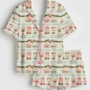 Womenâ€™s Christmas Holiday Short Sleeve Satin Pajama Set