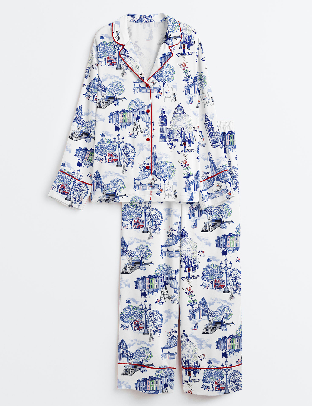 Womenâ€™s Christmas In London Winter London Travel London Vibes Long Sleeve Satin Pajama Set