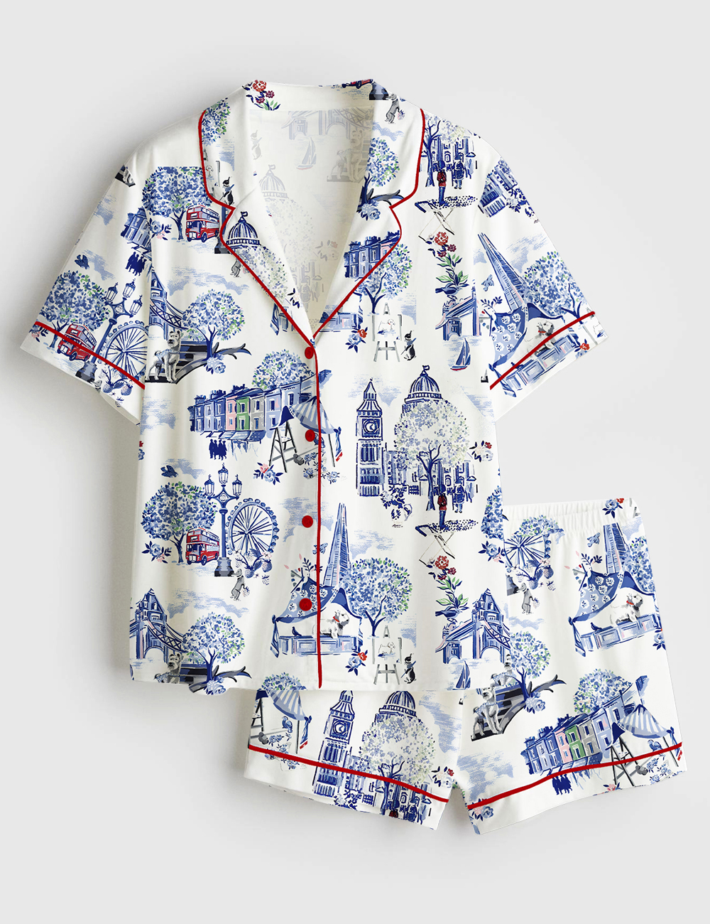 Womenâ€™s Christmas In London Winter London Travel London Vibes Short Sleeve Satin Pajama Set