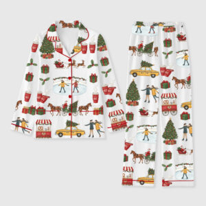 Women's Christmas In New York Long Sleeve Pocket Cotton Family Pajama Set