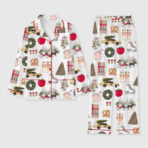 Women's Christmas In New York Long Sleeve Pocket Cotton Pajama Set