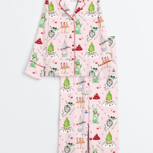 Womenâ€™s Christmas In New York Long Sleeve Satin Pajama Set