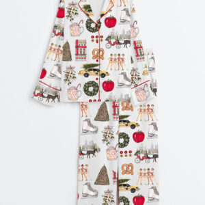 Women's Christmas In New York Satin Pajama Set