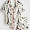 Womenâ€™s Christmas In Paris Eiffel Tower Short Sleeve Satin Pajama Set