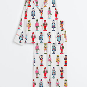 Women's Christmas Nutcracker Long Sleeve Satin Pajamas Set