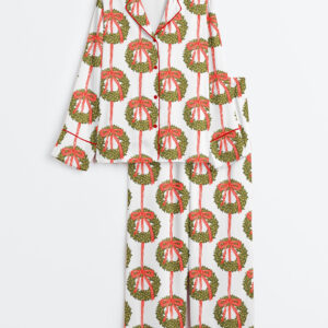 Womenâ€™s Christmas Red Green Holiday Long Sleeve Satin Pajama Set