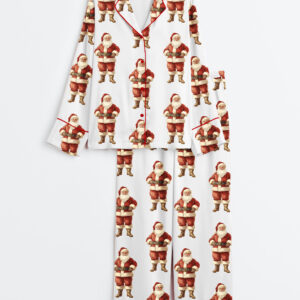 Women's Christmas Santa Claus Long Sleeve Satin Pajama Set