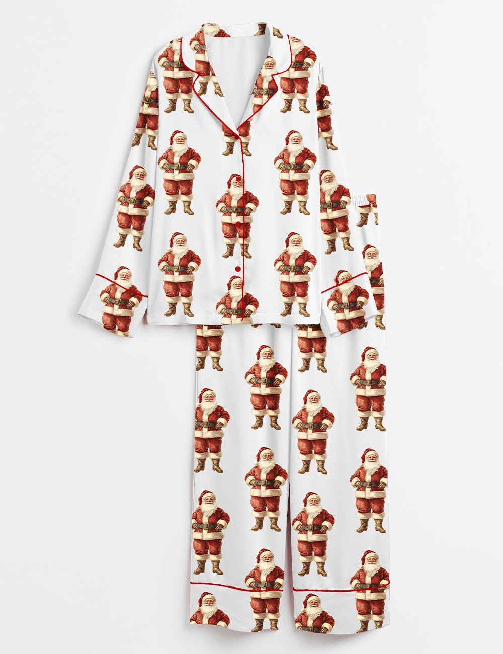 Womenâ€™s Christmas Santa Claus Long Sleeve Satin Pajama Set