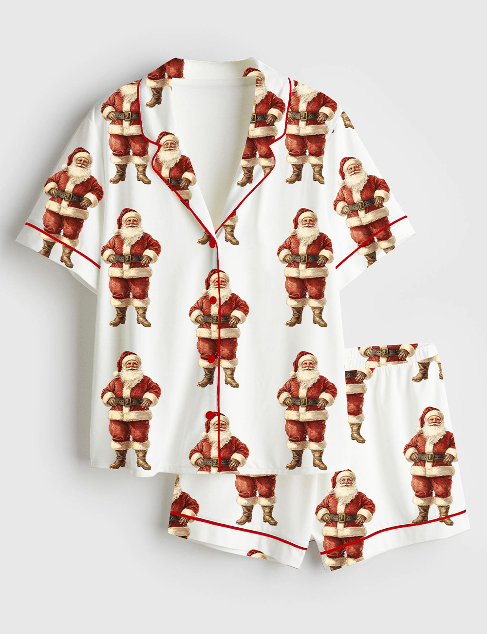 Womenâ€™s Christmas Santa Claus Short Sleeve Satin Pajama Set