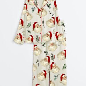 Women's Christmas Santa Long Sleeve Pajamas Set