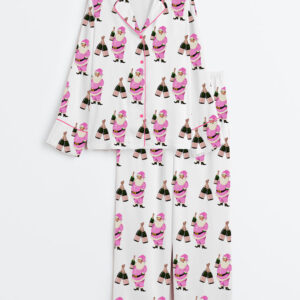 Women's Christmas Santa Long Sleeve Satin Pajamas Set